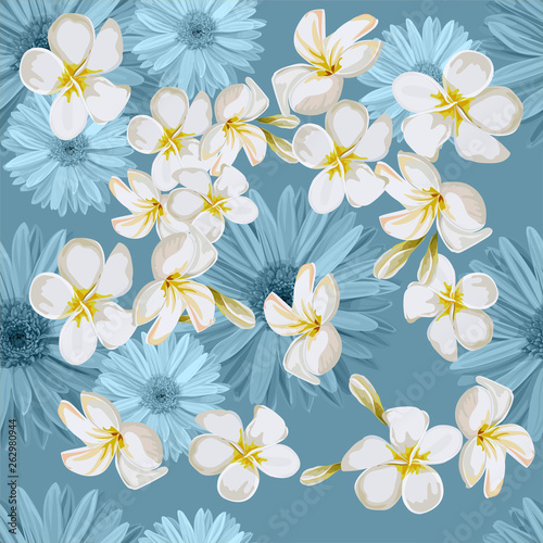 Seamless pattern with tropical flower vector illustration