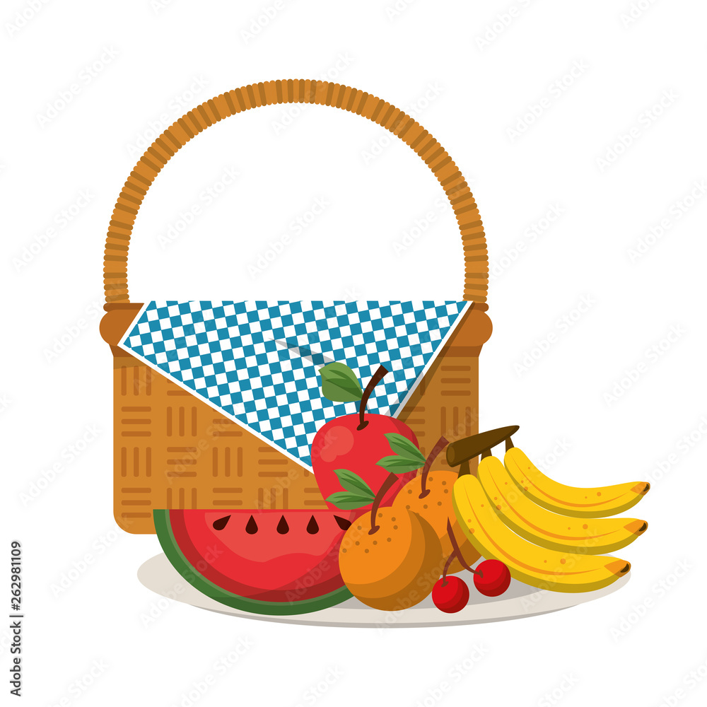Fototapeta premium Picnic basket with products