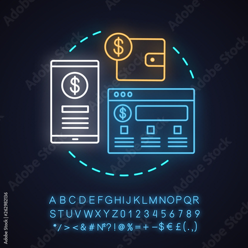 Internet banking neon light concept icon