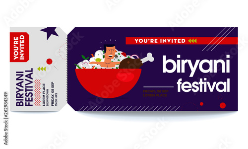 Man taking bath in biryani bowl. Man sitting inside a biryani bowl. Biryani Ad Template.