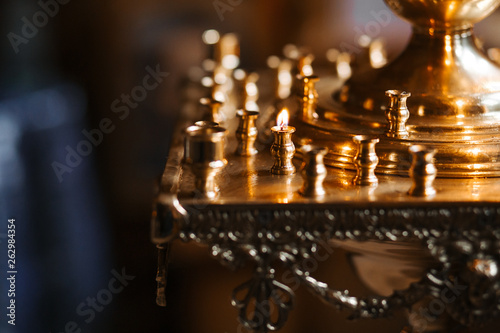 empty Candela in the Orthodox Church close-up