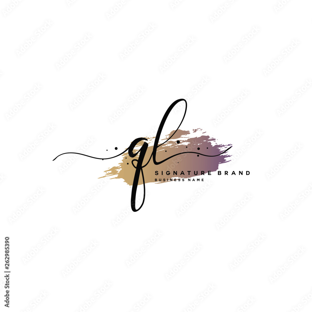 Fototapeta premium Q L QL Initial letter handwriting and signature logo.
