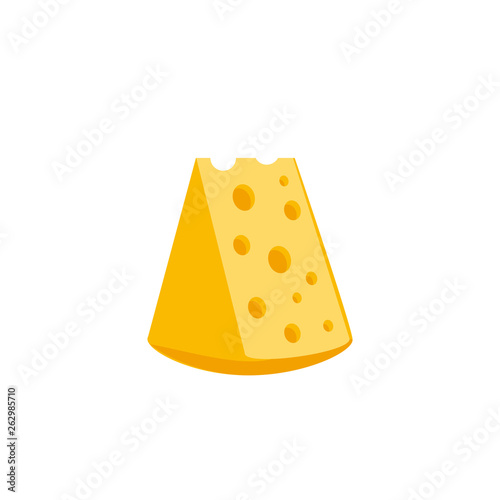 Piece of cheese. Vector illustration cartoon flat icon isolated on white.