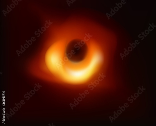 Realistic Black hole illustration. Abstract Background. Black Hole of Outer Space © studiographicmh