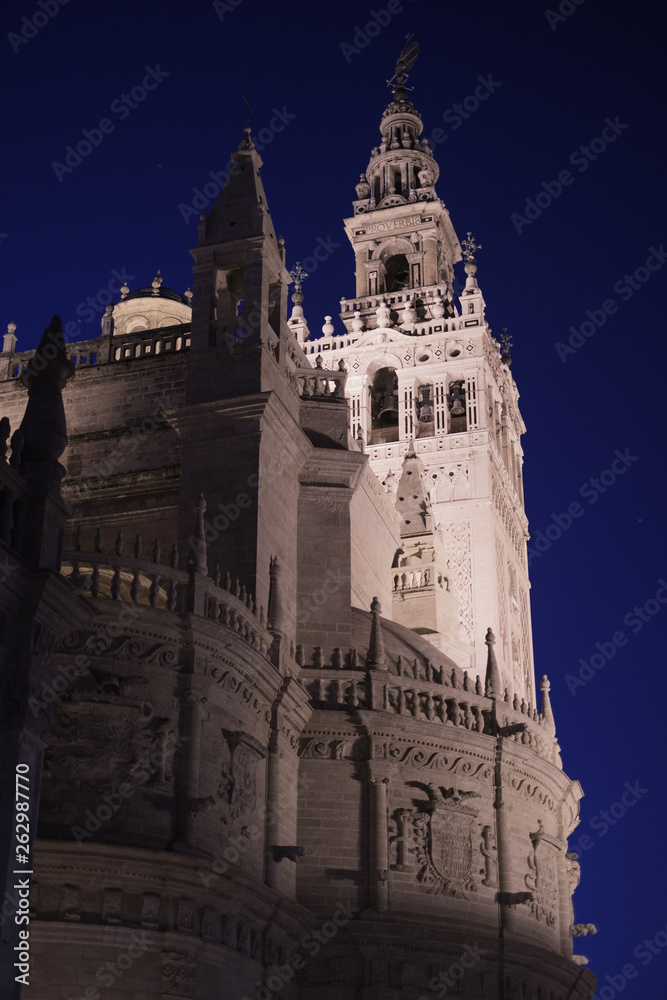 seville cathedral at night
