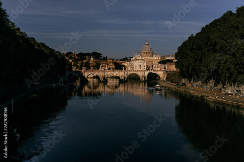 ROME, ITALY - 12 SEPTEMBER 2018: Bridges over the Tiber river in Rome