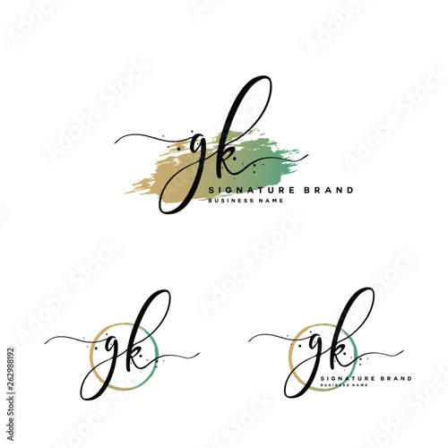 G K GK Initial letter handwriting and  signature logo.