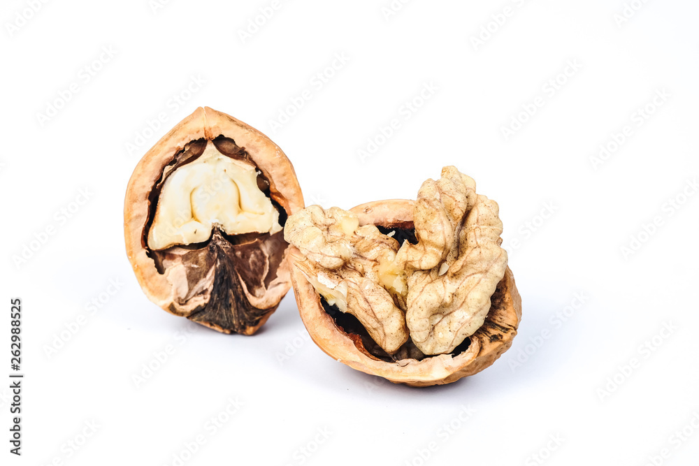 Dry Walnut isolated on white background,Food for health.