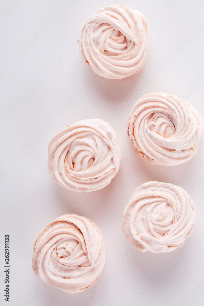 Homemade Marshmallow with Lemon Zest on White Homemade Marshmallow with Lemon Zest on White