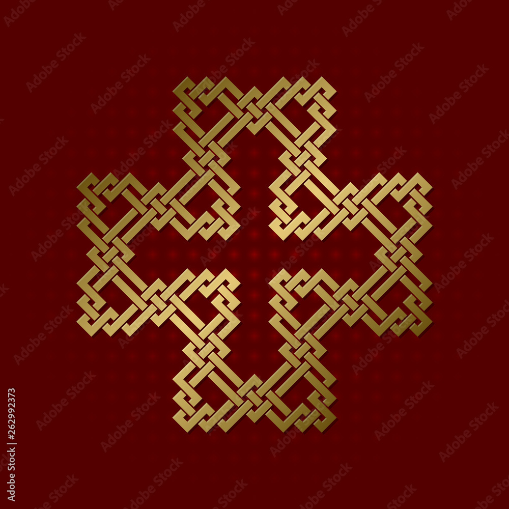 Obraz premium Sacred geometric symbol of cruciform plexus. Golden spiritual logo.