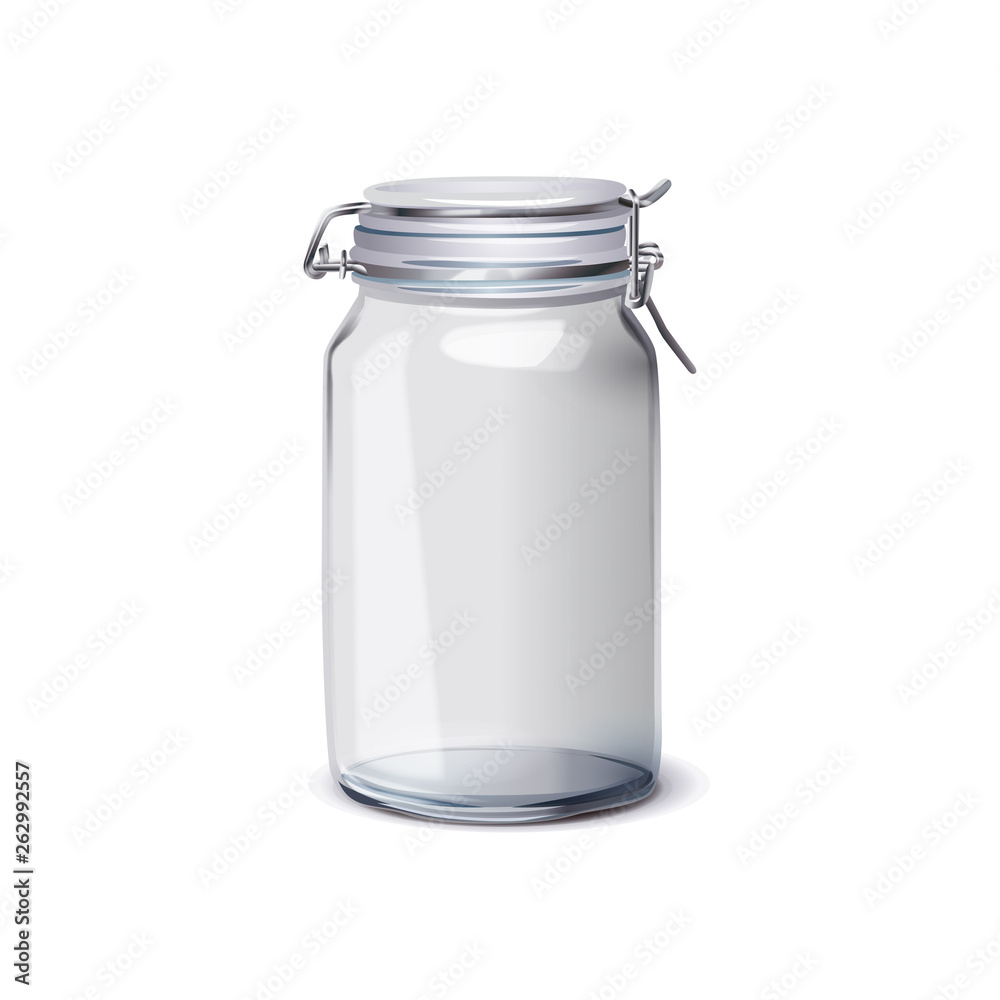 Empty glass jar with lid lock off. Mockup Empty glass jar with lid lock off. Mockup