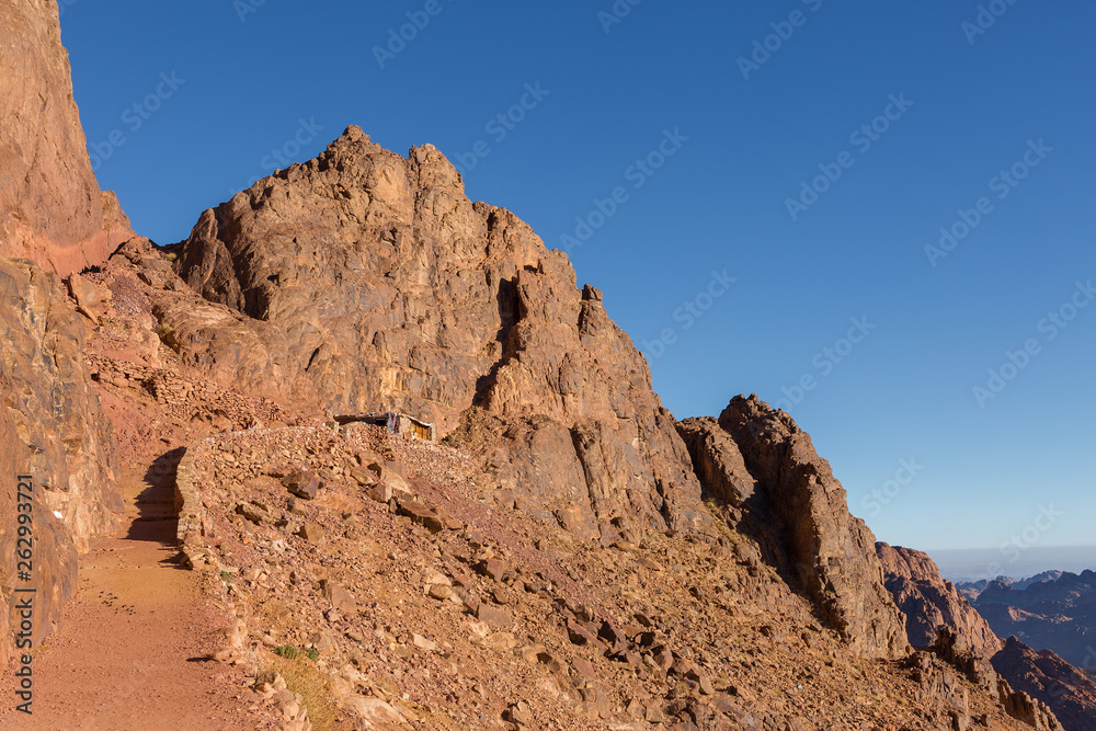 Amazing Sunrise at Sinai Mountain, Beautiful dawn in Egypt, Beautiful view from the mountain	