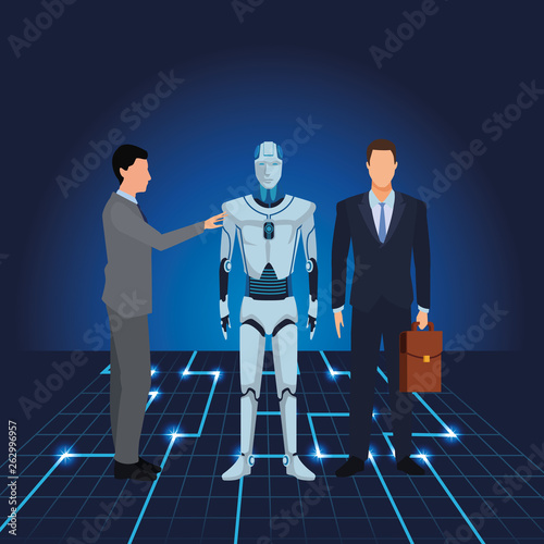 businessmen with humanoid robot
