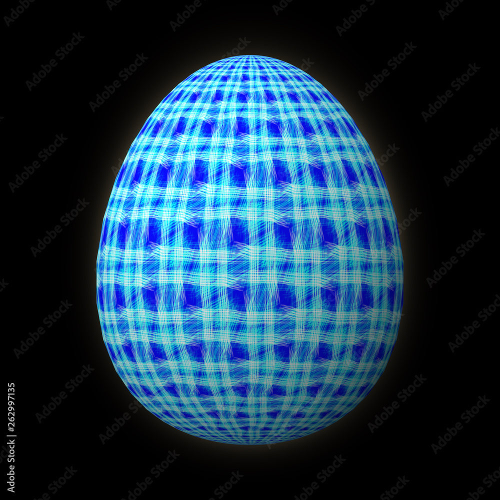 Happy Easter - Frohe Ostern, Artfully designed and colorful easter egg, 3D illustration on black background