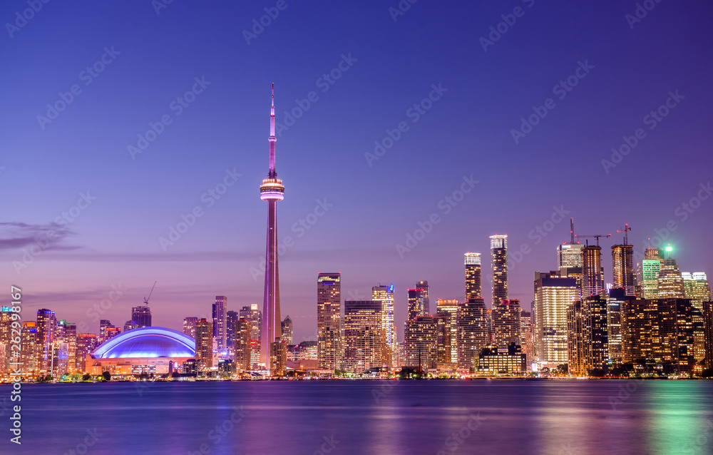 Toronto skyline at night, Ontario, Canada