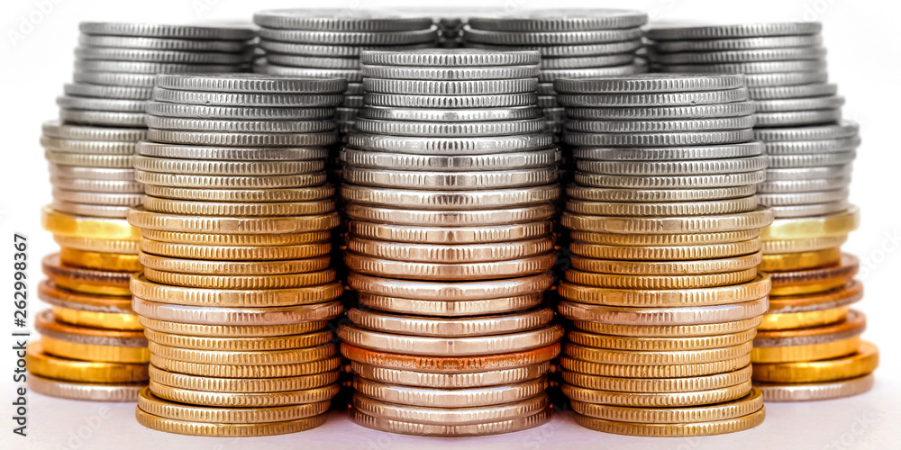 Coins stacked in bars. The concept of revenue growth . Coins stacked in bars. The concept of revenue growth .