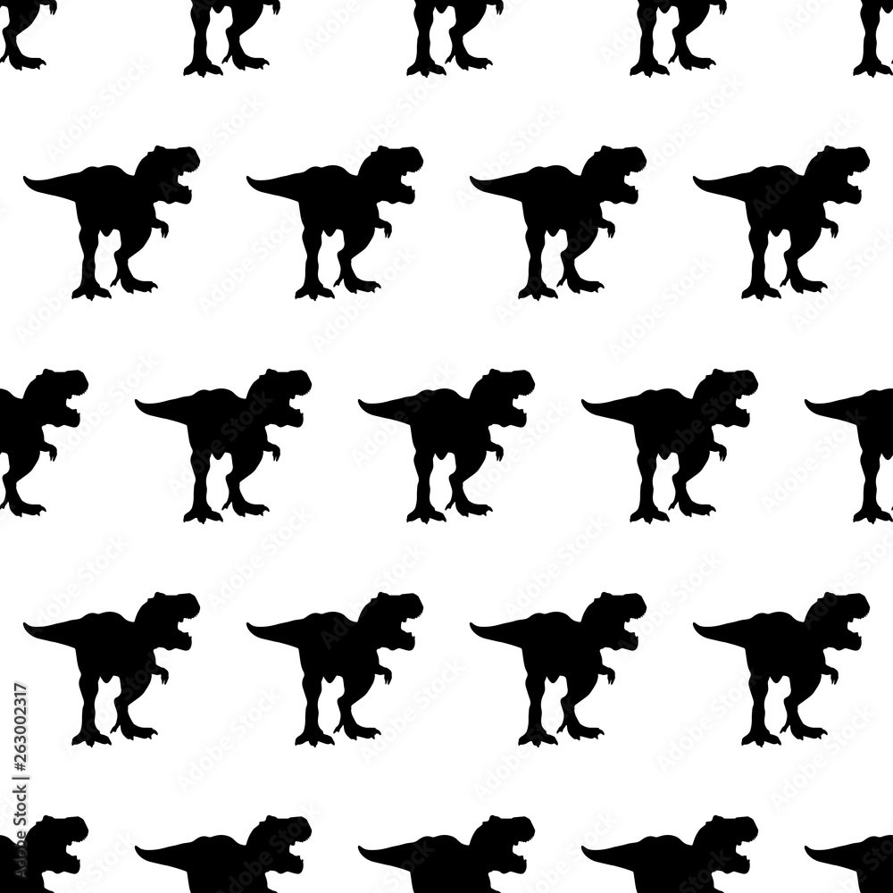 Silhouette Tyreks, Tyrex, Rex Dinosaur pattern black vector illustration