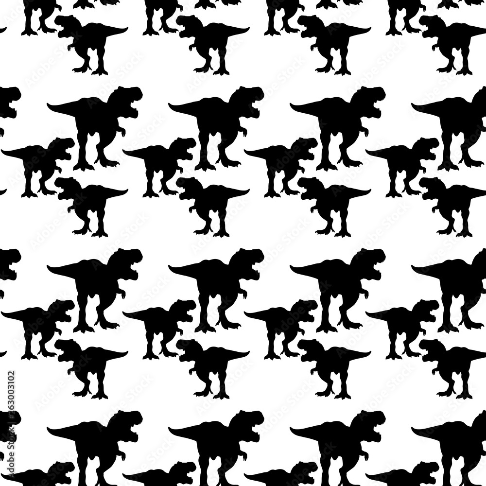 Rex Dinosaur, Tyrex silhouette of different sizes pattern black vector illustration
