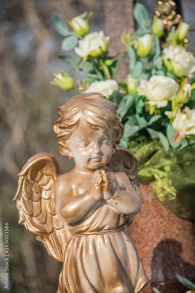 stone angel on a background