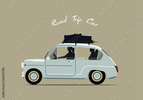 Road Trip Car, For travelers, backpackers, Illustration design, Vector.