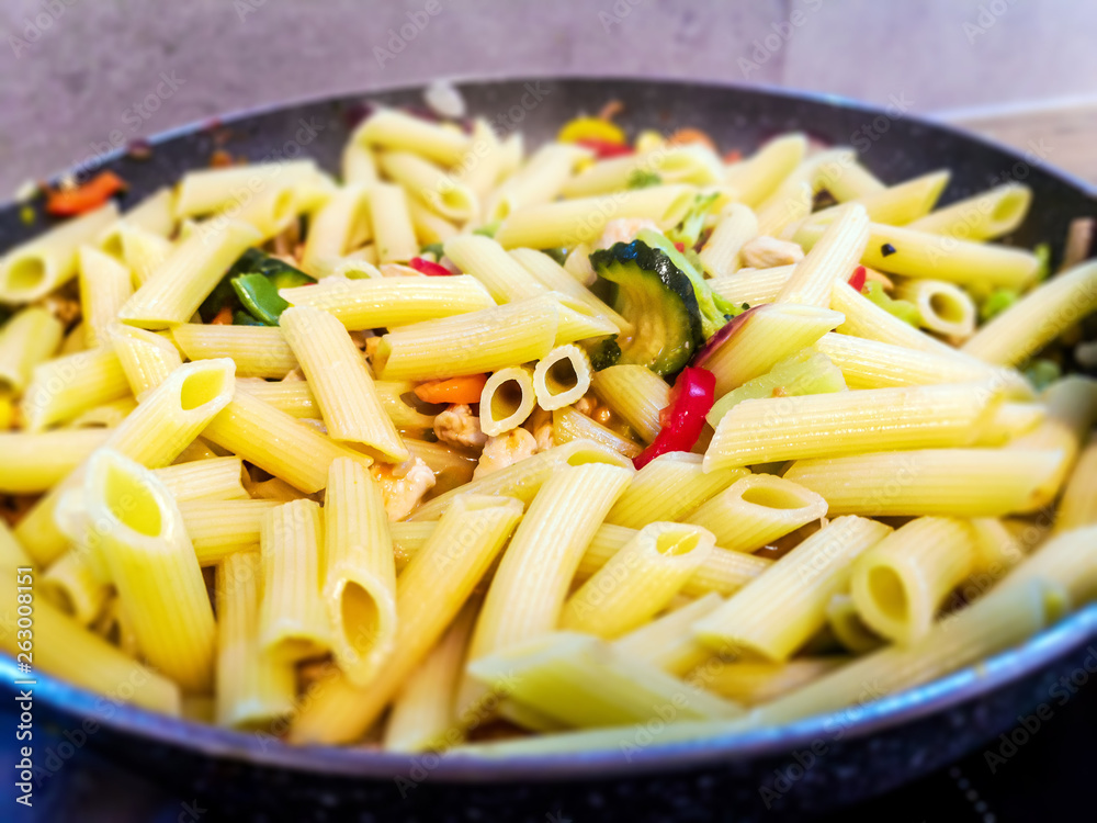 Penne with fresh vegetables