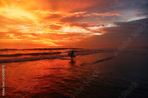 A beautiful sunset at one of the beaches of Canggu, Bali, Indonesia