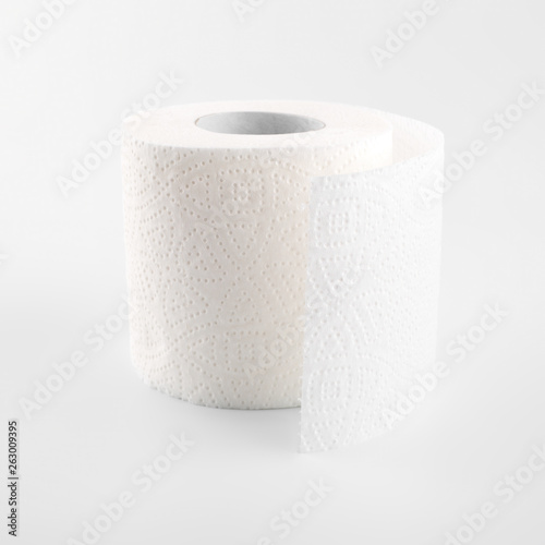Paper towel roll isolated on white background. Roll of toilet paper.