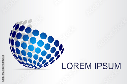 Abstract technology logo stylized spherical surface with abstract shapes. This logo is suitable for global company, world technologies, media and publicity agencies 