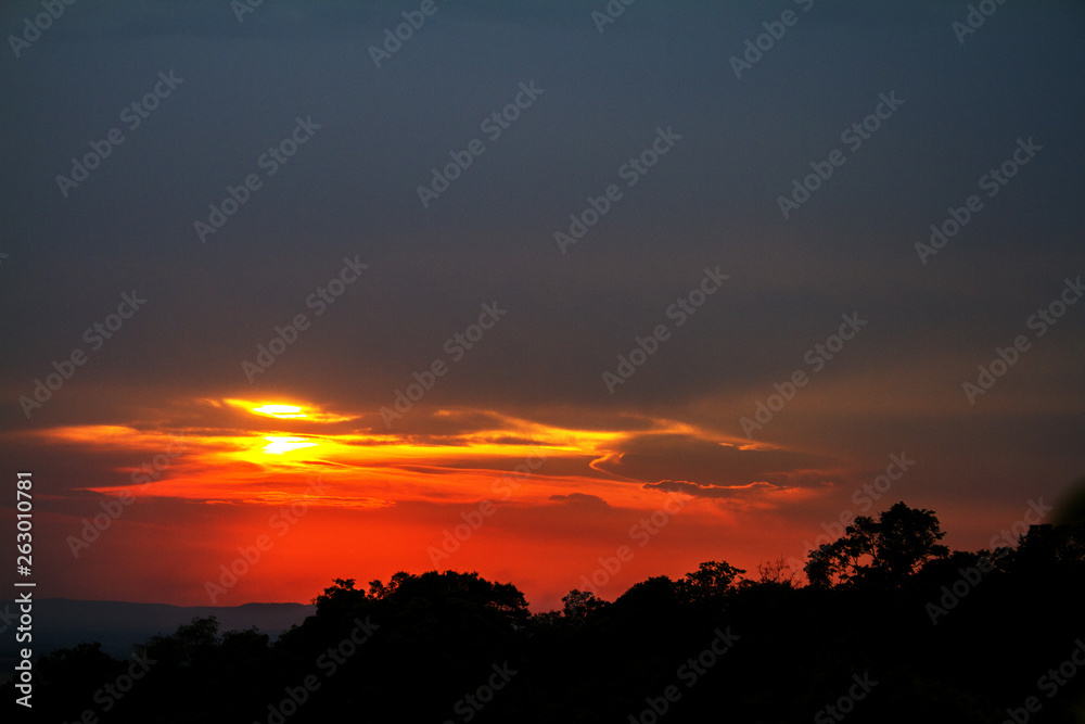 sunset with dramatic clouds.