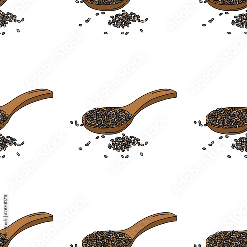Chia seeds colored isolated seamless pattern on white background.