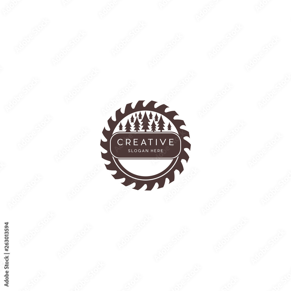 Fototapeta premium Wood Saws Logo Vector Illustration, Design of Carpentry Concept, Woodwork Vintage Handmade, Crafting by a Wood and Machine Saws