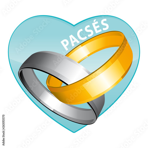 Pacsés. Cœur vert. Illustration PACS vectorielle.