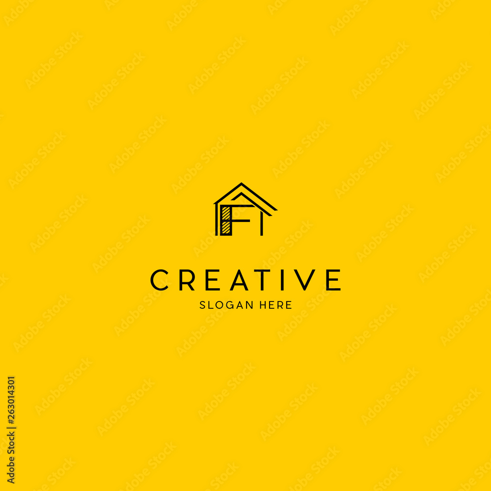 logo design simple house and letter F, letter F home logo design ...