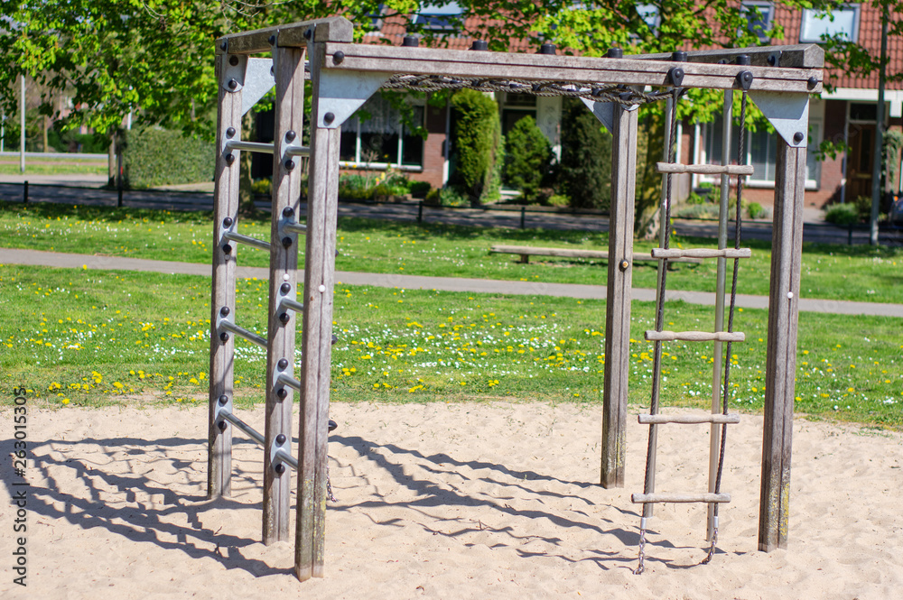 Climbing frame in playground for children in a public park Climbing frame in playground for children in a public park