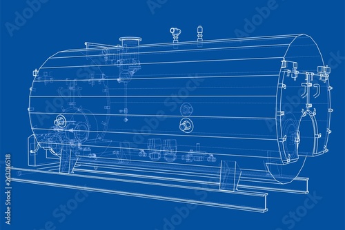 Industrial boiler outline. Vector rendering of 3d