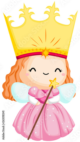 a vector of a happy fairy with her wand