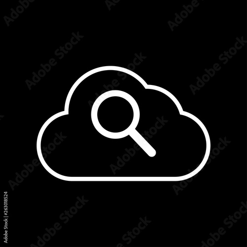 Search in the cloud, magnifier in the cloud sign