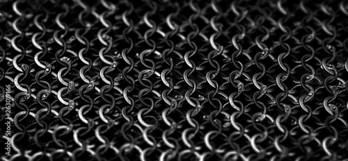 Fotografiet Chain-mail or Hauberk texture, metal protective armor of medieval or middle ages times