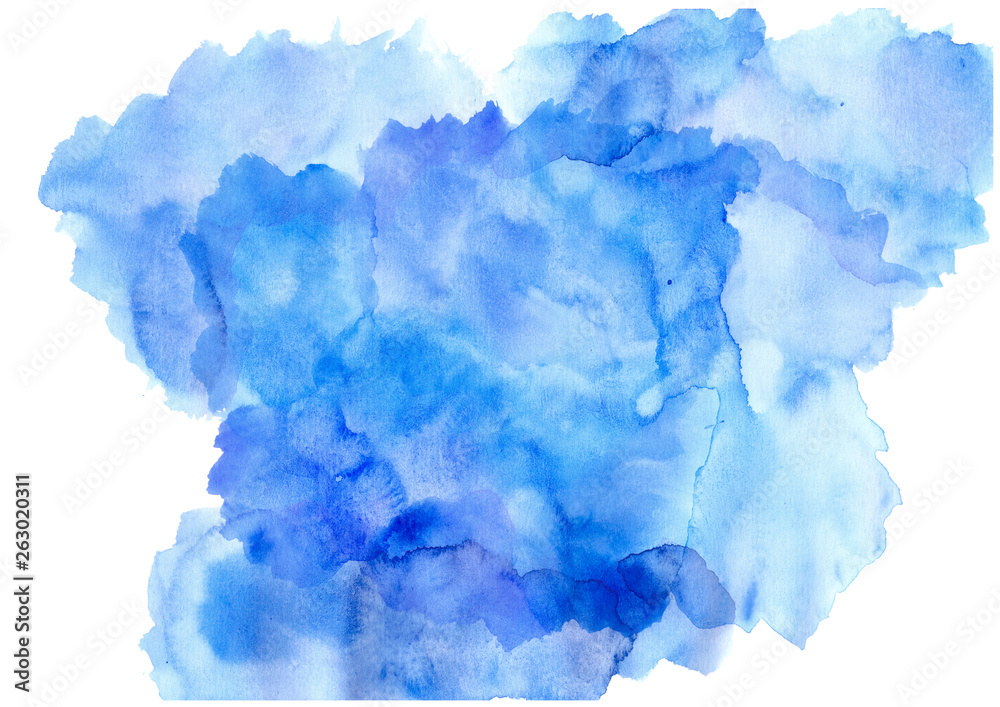blue watercolor abstract background.Colorful strokes on white background