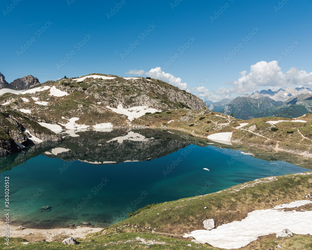 Lake Coldai in the Civetta mountain range, Dolomites Italy