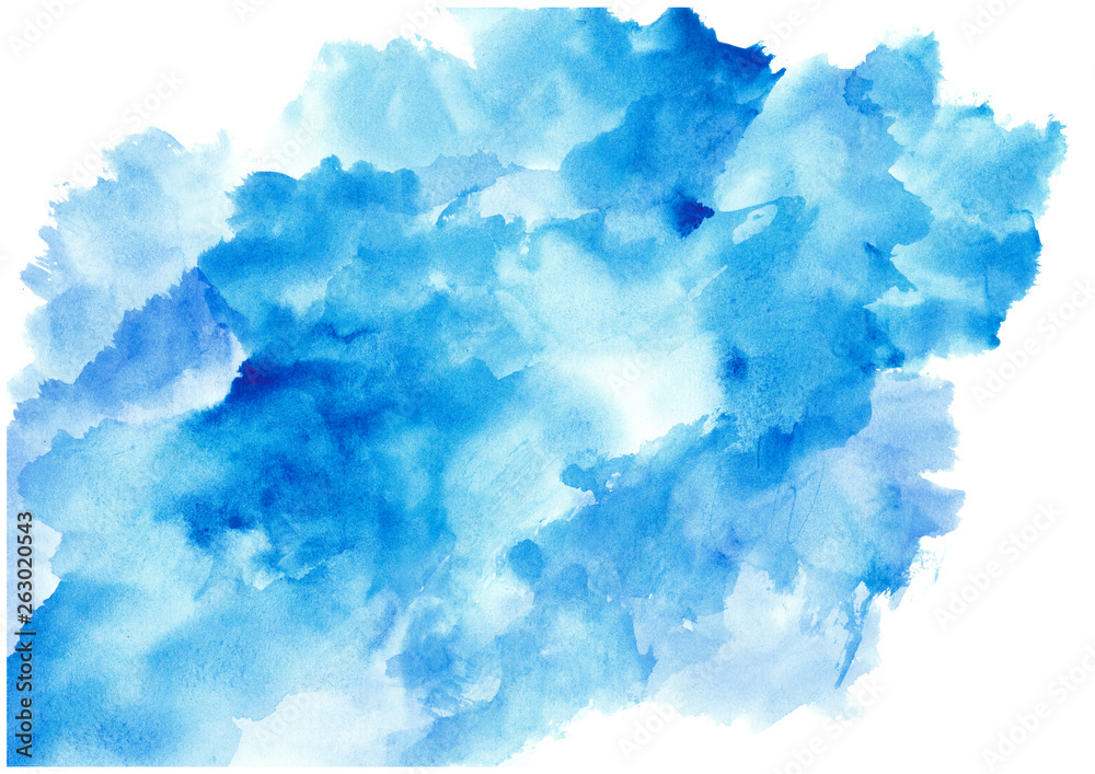 blue watercolor strokes.Abstract watercolor drawing