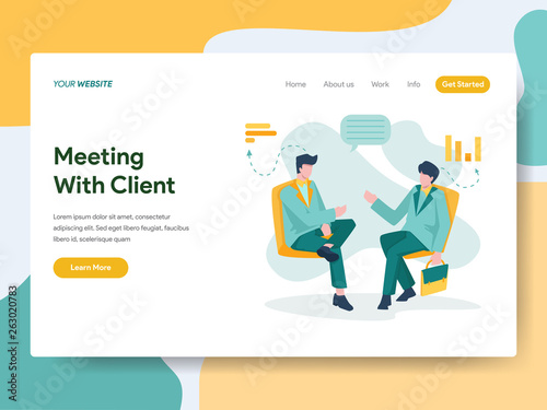 Landing page template of Business Meeting with Client Illustration Concept. Modern Flat design concept of web page design for website and mobile website.Vector illustration