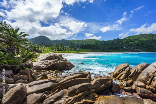 Granite Rocks,palms,wild paradise tropical beach,police bay, seychelles 8 © Christian B.