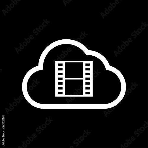 Cloud and film sign - on black background