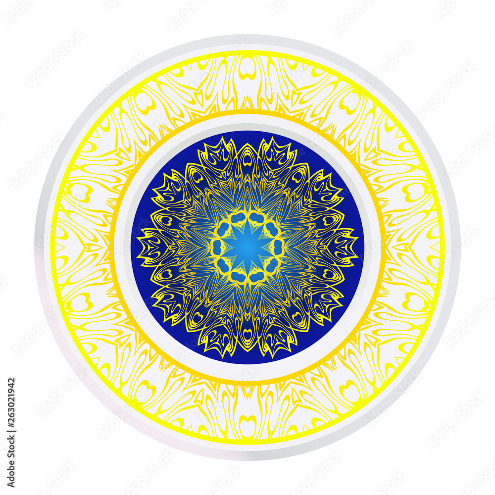 Vector Pattern With Abstract Floral Round Ornament. Oriental Pattern. Indian, Moroccan, Mystic, Ottoman Motifs. Anti-Stress Therapy Pattern. Vector Pattern With Abstract Floral Round Ornament. Oriental Pattern. Indian, Moroccan, Mystic, Ottoman Motifs. Anti-Stress Therapy Pattern.