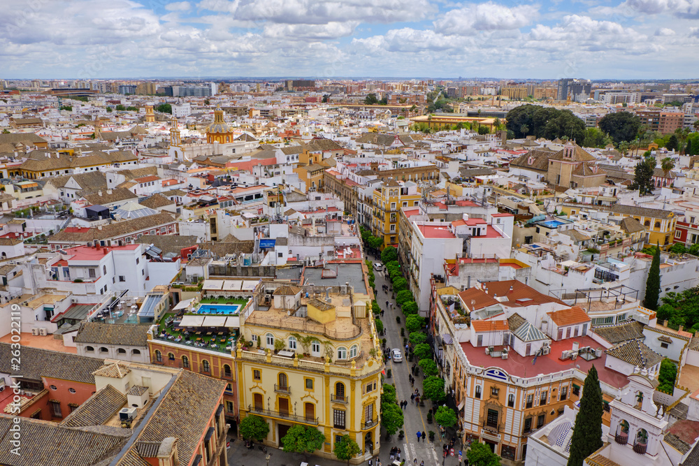 aerial view of the city if Seville in Spain (Capital of Andalusia.