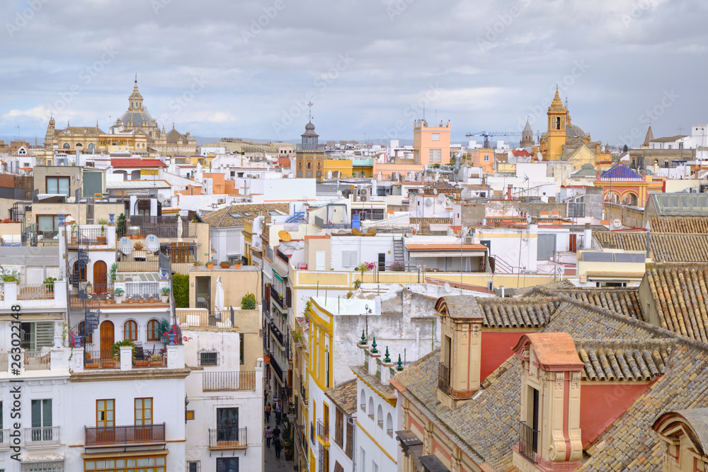 Fototapeta premium aerial view of the city if Seville in Spain (Capital of Andalusia).