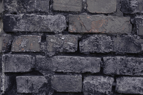 Old black wall. Brick background. Grunge. photo