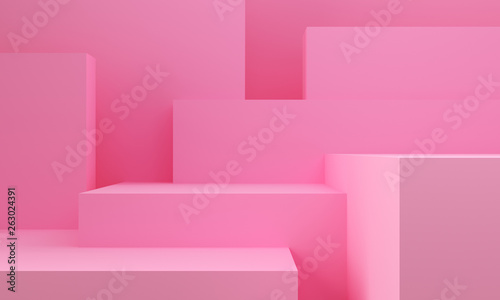 Fototapeta Naklejka Na Ścianę i Meble -  Pink geometric shapes. Abstract background. 3d rendering.