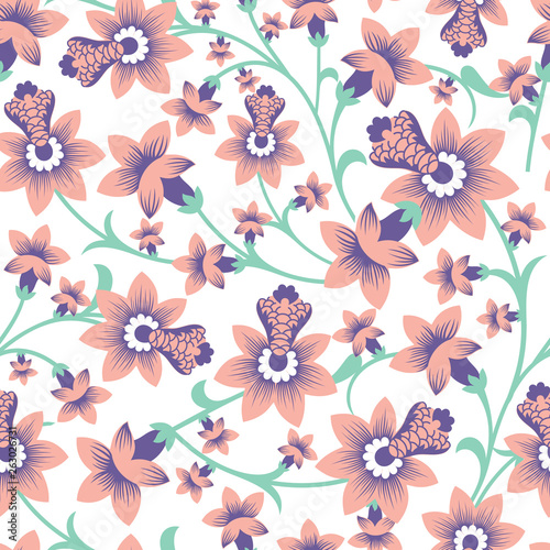 Beautiful floral vector seamless pattern background in pastel colors. Excellent use for fabrics, wallpapers, gift-wrap, accessories, and many other surfaces which you like to add it.